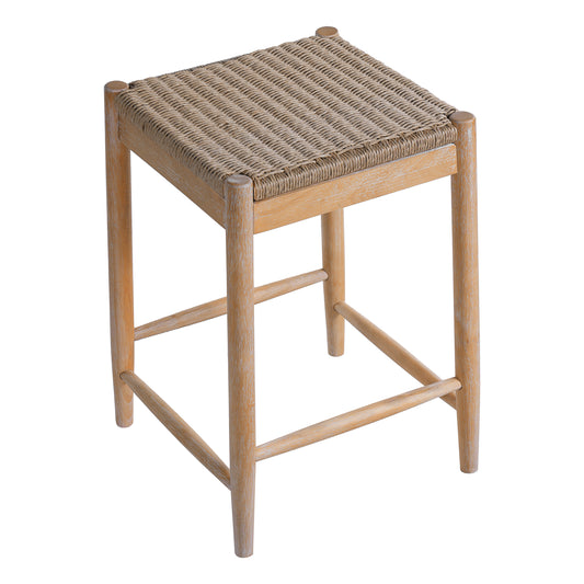Alistair Solid Wood Stools,25.8" Tall Boho Backless Stool Chairs with Acacia Wood Legs, Max Load 220 Lbs