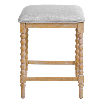Imogen 26''Counter Stools with Upholstered Seat, Solid Acacia wood Frame, Foam-Padded Seat