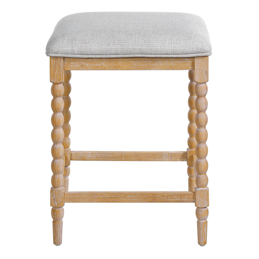 Imogen 26''Counter Stools with Upholstered Seat, Solid Acacia wood Frame, Foam-Padded Seat