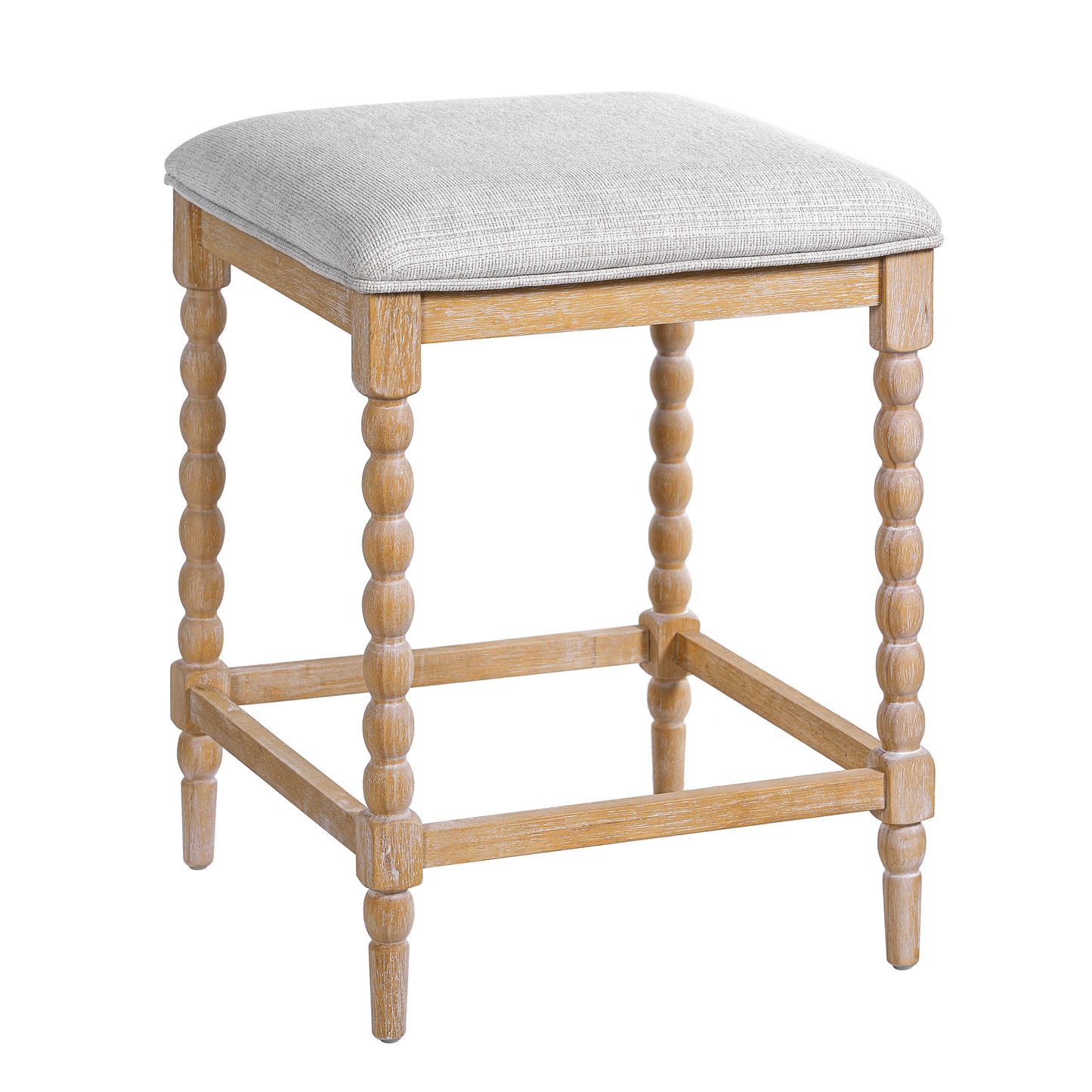 Imogen 26''Counter Stools with Upholstered Seat, Solid Acacia wood Frame, Foam-Padded Seat