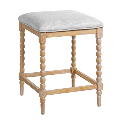 Imogen 26''Counter Stools with Upholstered Seat, Solid Acacia wood Frame, Foam-Padded Seat