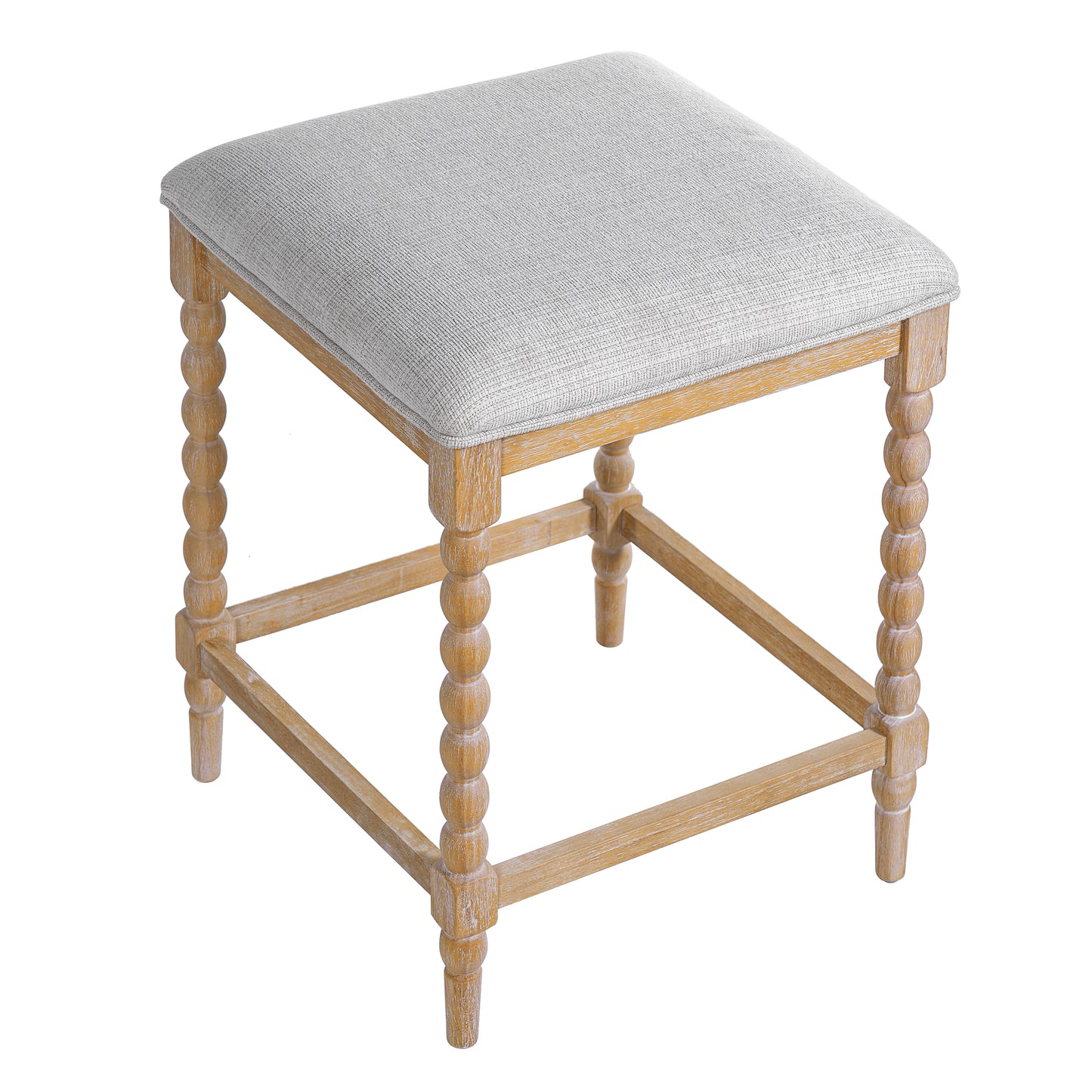 Imogen 26''Counter Stools with Upholstered Seat, Solid Acacia wood Frame, Foam-Padded Seat