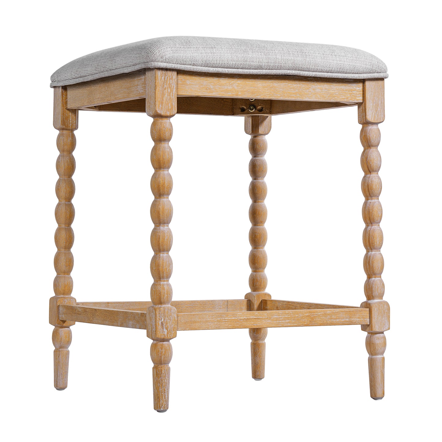 Imogen 26''Counter Stools with Upholstered Seat, Solid Acacia wood Frame, Foam-Padded Seat