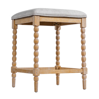 Imogen 26''Counter Stools with Upholstered Seat, Solid Acacia wood Frame, Foam-Padded Seat