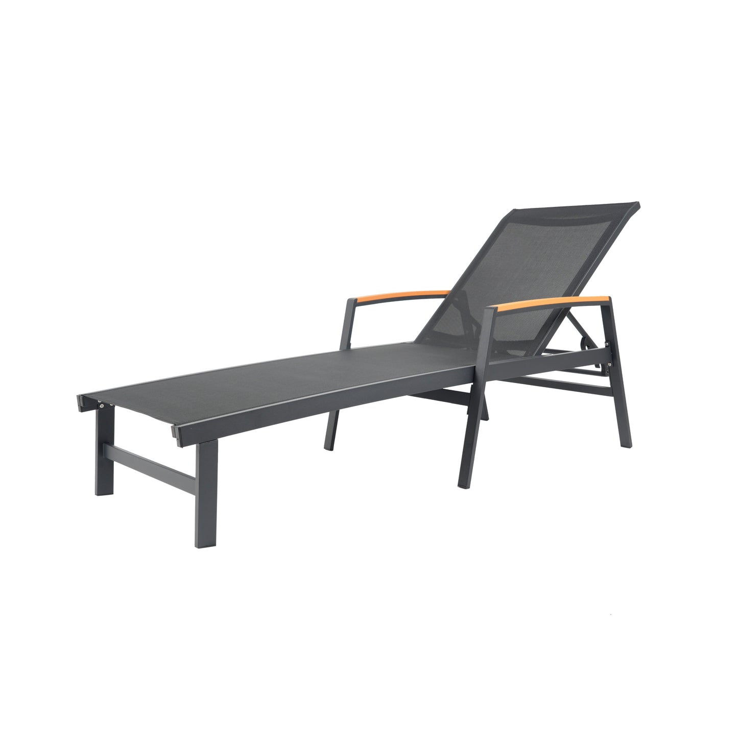 Joy Outdoor Aluminum Chaise Lounge Set with C-Shaped End Table