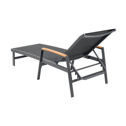 Joy Outdoor Aluminum Chaise Lounge Set with C-Shaped End Table