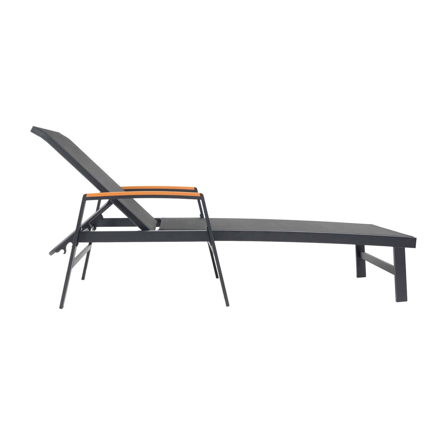 Joy Outdoor Aluminum Chaise Lounge Set with C-Shaped End Table