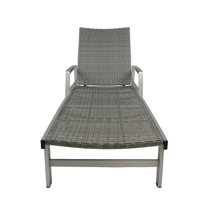 Joy Outdoor Wicker and Aluminum Chaise Lounge, Gray Finish