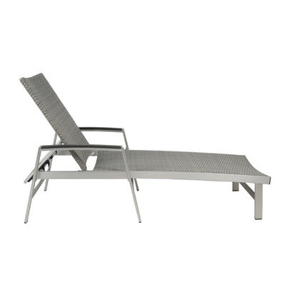 Joy Outdoor Wicker and Aluminum Chaise Lounge, Gray Finish