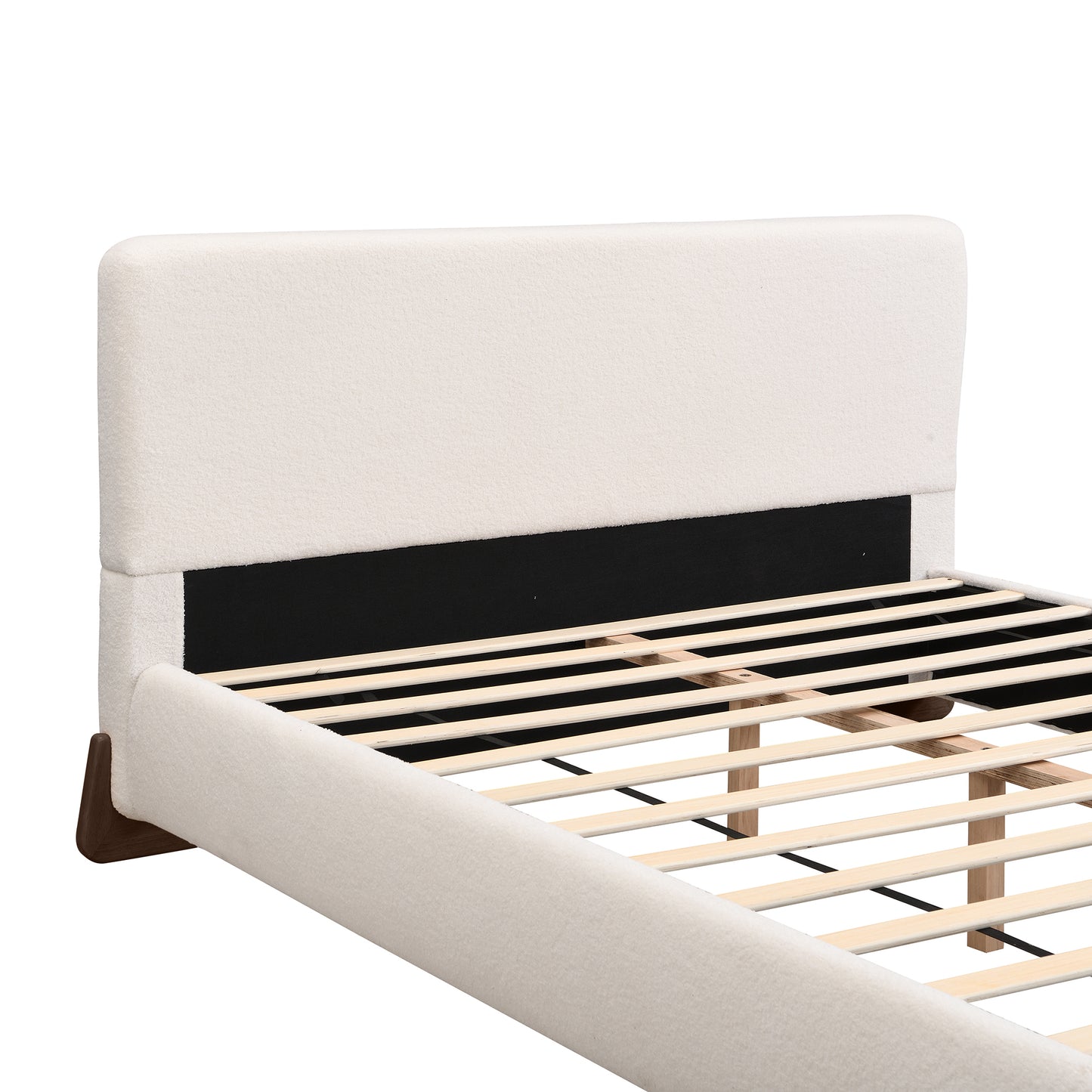 Eryndor Modern Upholstered Boucle Platform Bed with Headboard, Wood