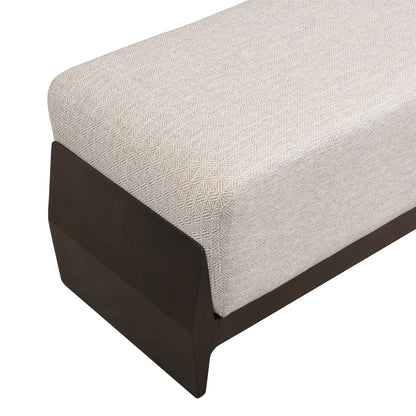 Cerys Rubber Solid Wood Bench with Thick Soft Cushions, Can Accommodate Three People