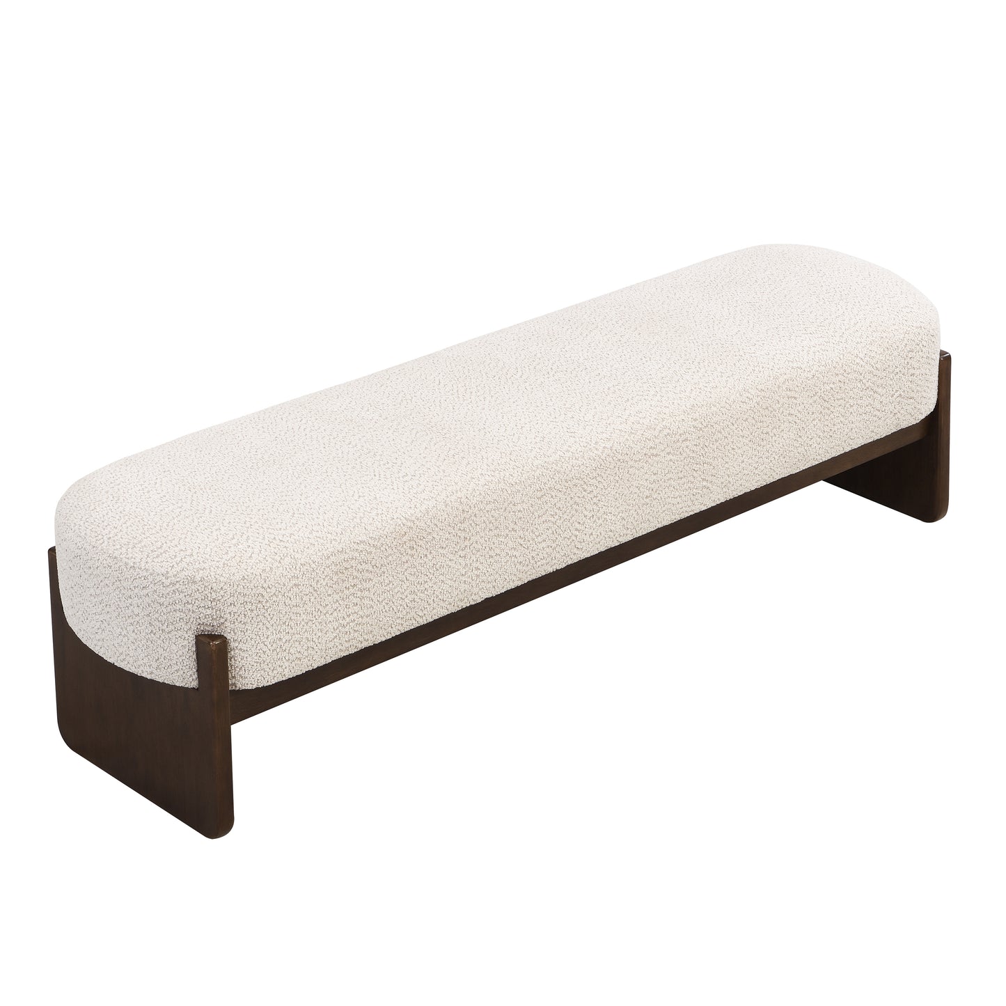 Sorena Modern Upholstered Loop Yarn Ottoman, Solid Wood