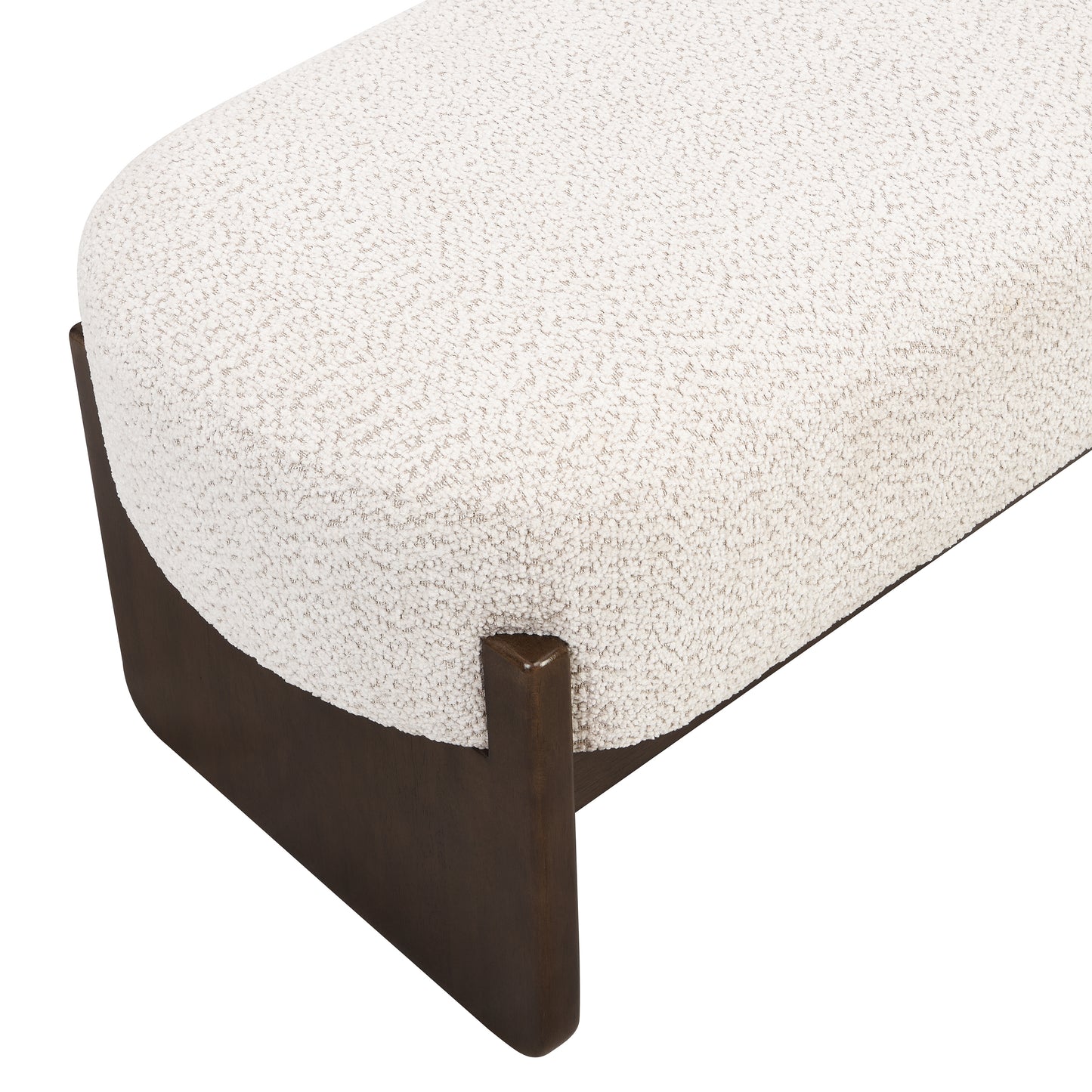 Sorena Modern Upholstered Loop Yarn Ottoman, Solid Wood