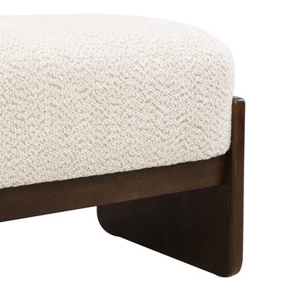 Sorena Modern Upholstered Loop Yarn Ottoman, Solid Wood