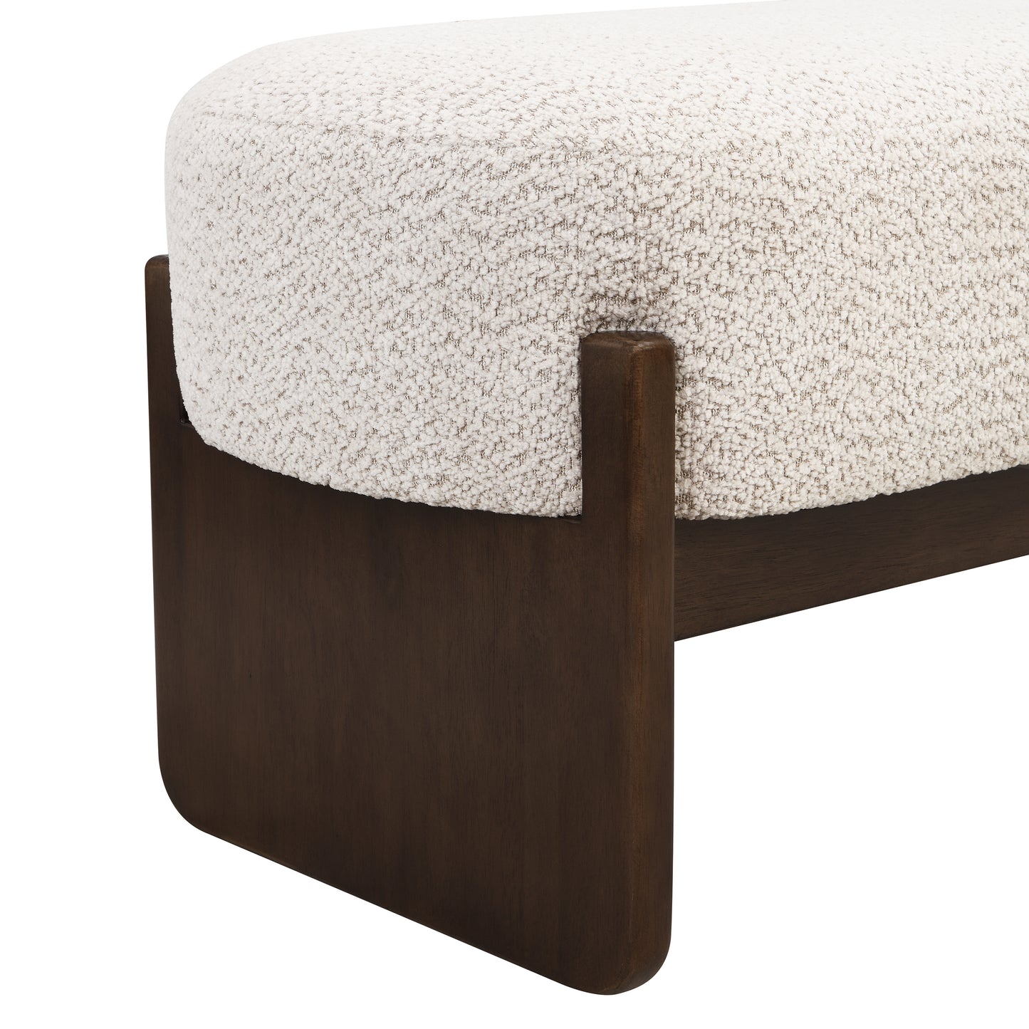 Sorena Modern Upholstered Loop Yarn Ottoman, Solid Wood