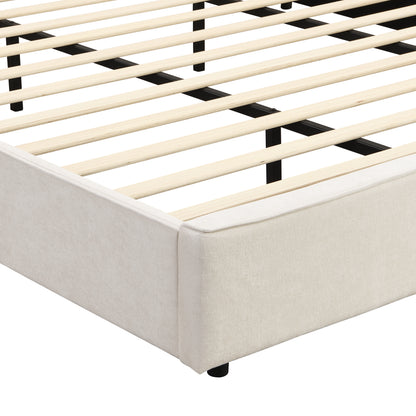 Catharsis 49.20" H King Headboard Bed, Upholstered King Size Bed, Slats Panel Support Platform, No Spring Box Needed, Wingback Headboard with Reading Lamps and USB, Beige Visit the Christopher Knight Home Store