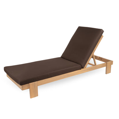 Enchang Outdoor Acacia Wood Chaise Lounge, Teak Frame, with Cushion