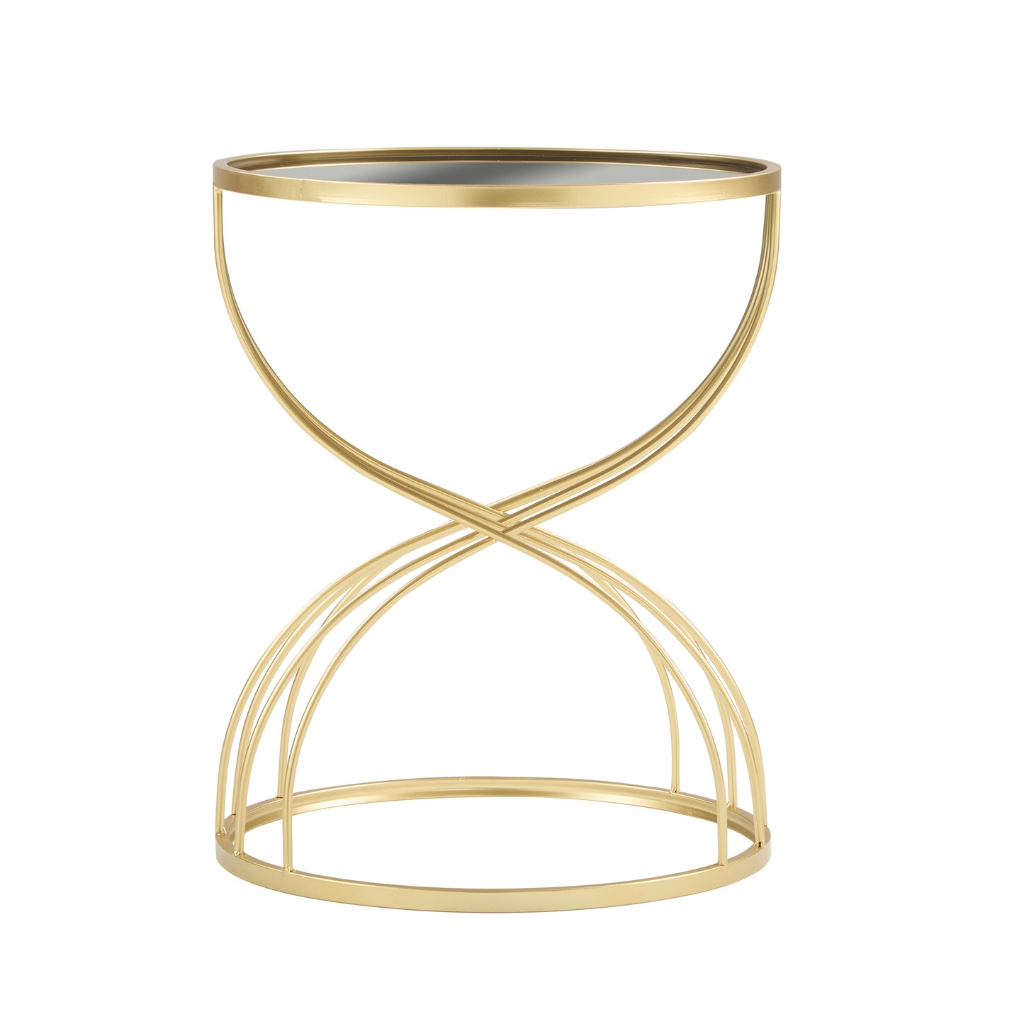 Rileas Modern Side Table Golden Metal Frame+Black MIirror Top