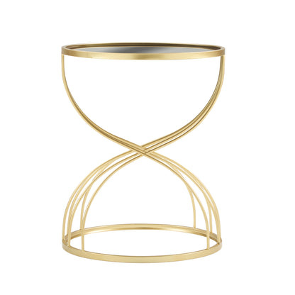 Rileas Modern Side Table Golden Metal Frame+Black MIirror Top