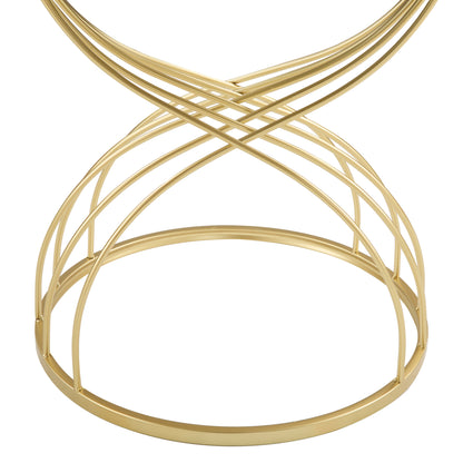 Rileas Modern Side Table Golden Metal Frame+Black MIirror Top