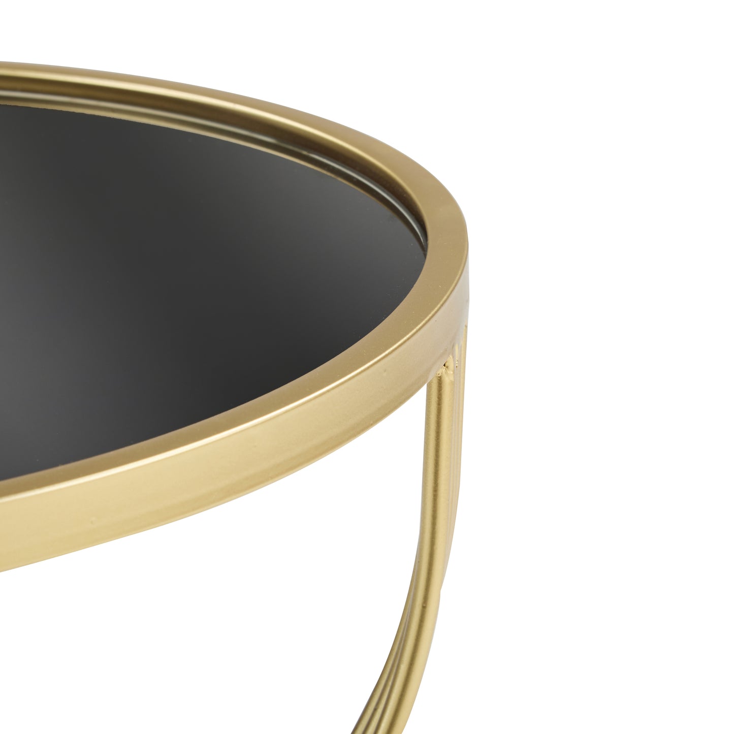 Rileas Modern Side Table Golden Metal Frame+Black MIirror Top