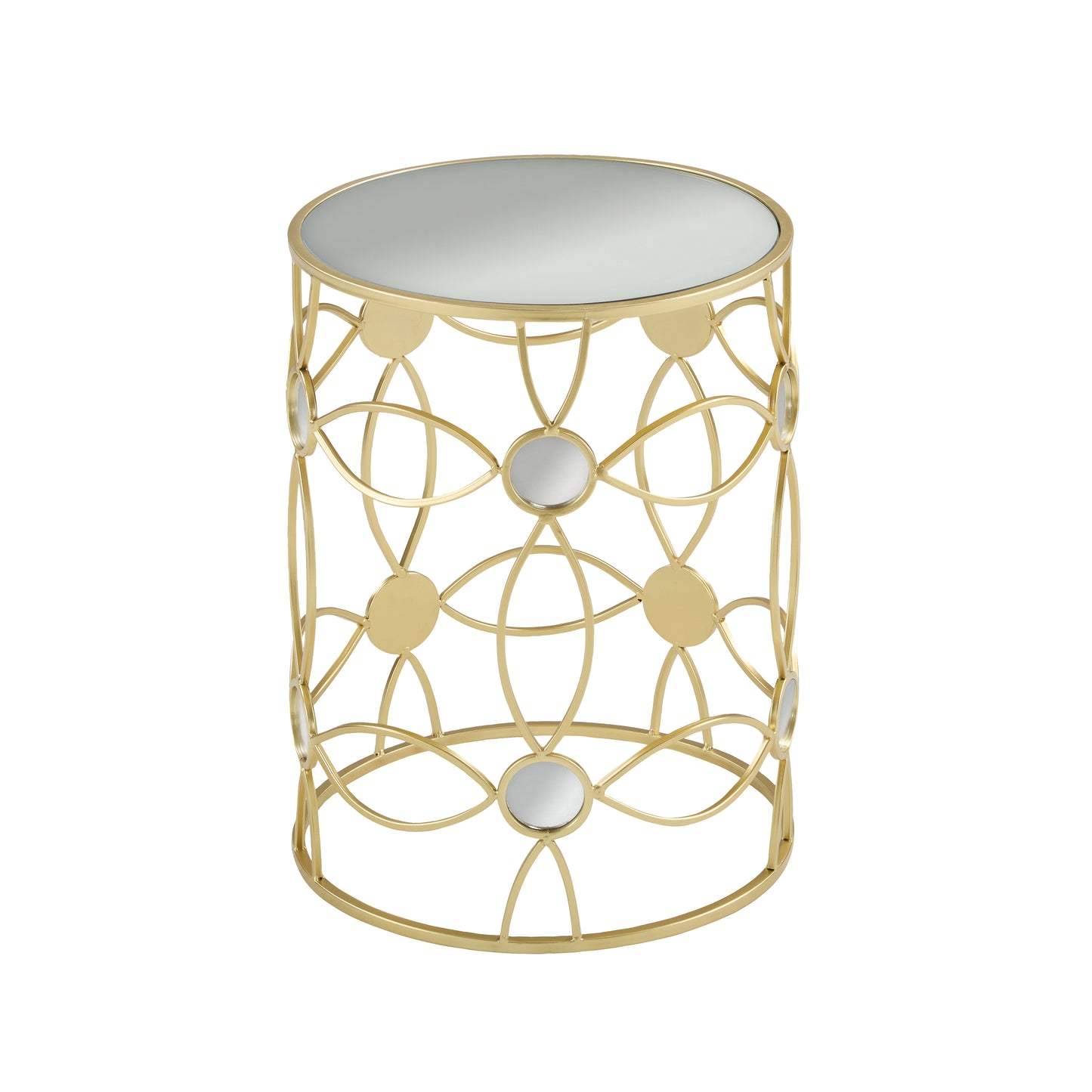 Loreler Modern Side Table Metal Frame +Mirror Top