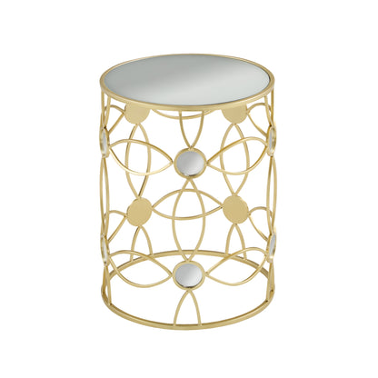 Loreler Modern Side Table Metal Frame +Mirror Top