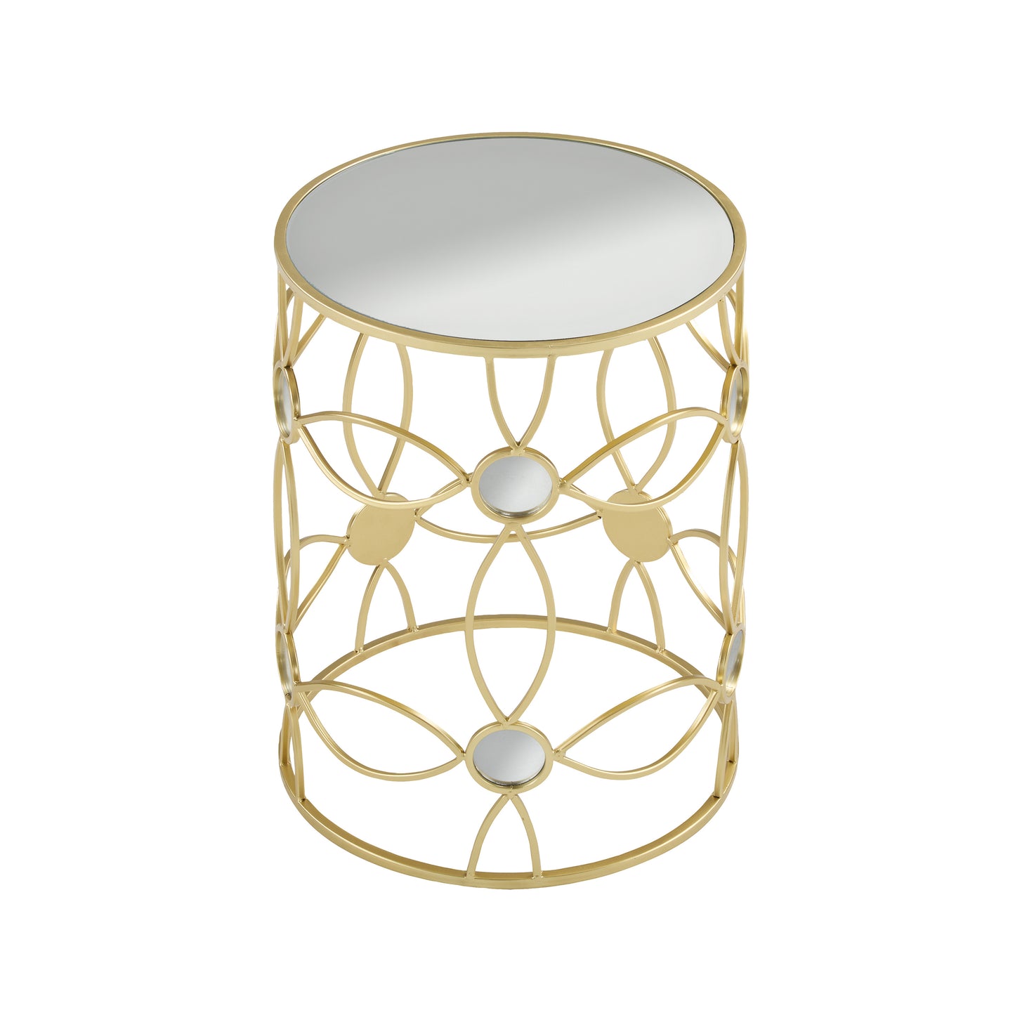 Loreler Modern Side Table Metal Frame +Mirror Top