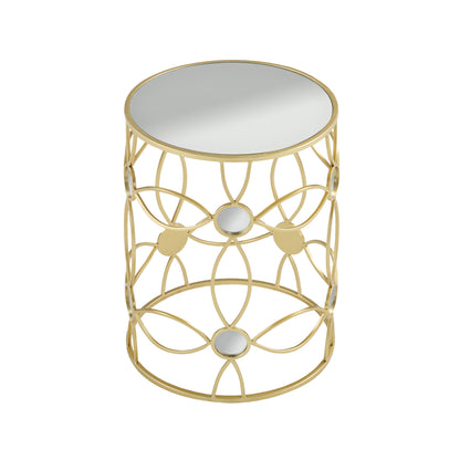 Loreler Modern Side Table Metal Frame +Mirror Top