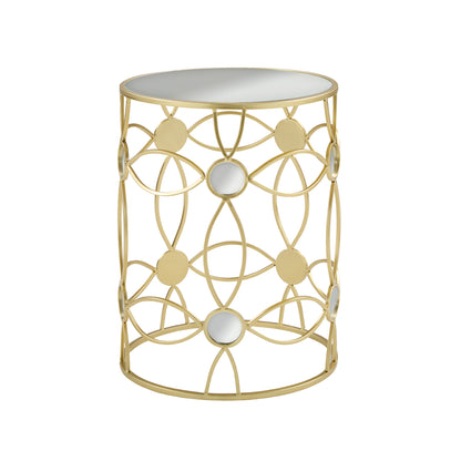Loreler Modern Side Table Metal Frame +Mirror Top