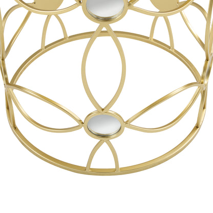 Loreler Modern Side Table Metal Frame +Mirror Top