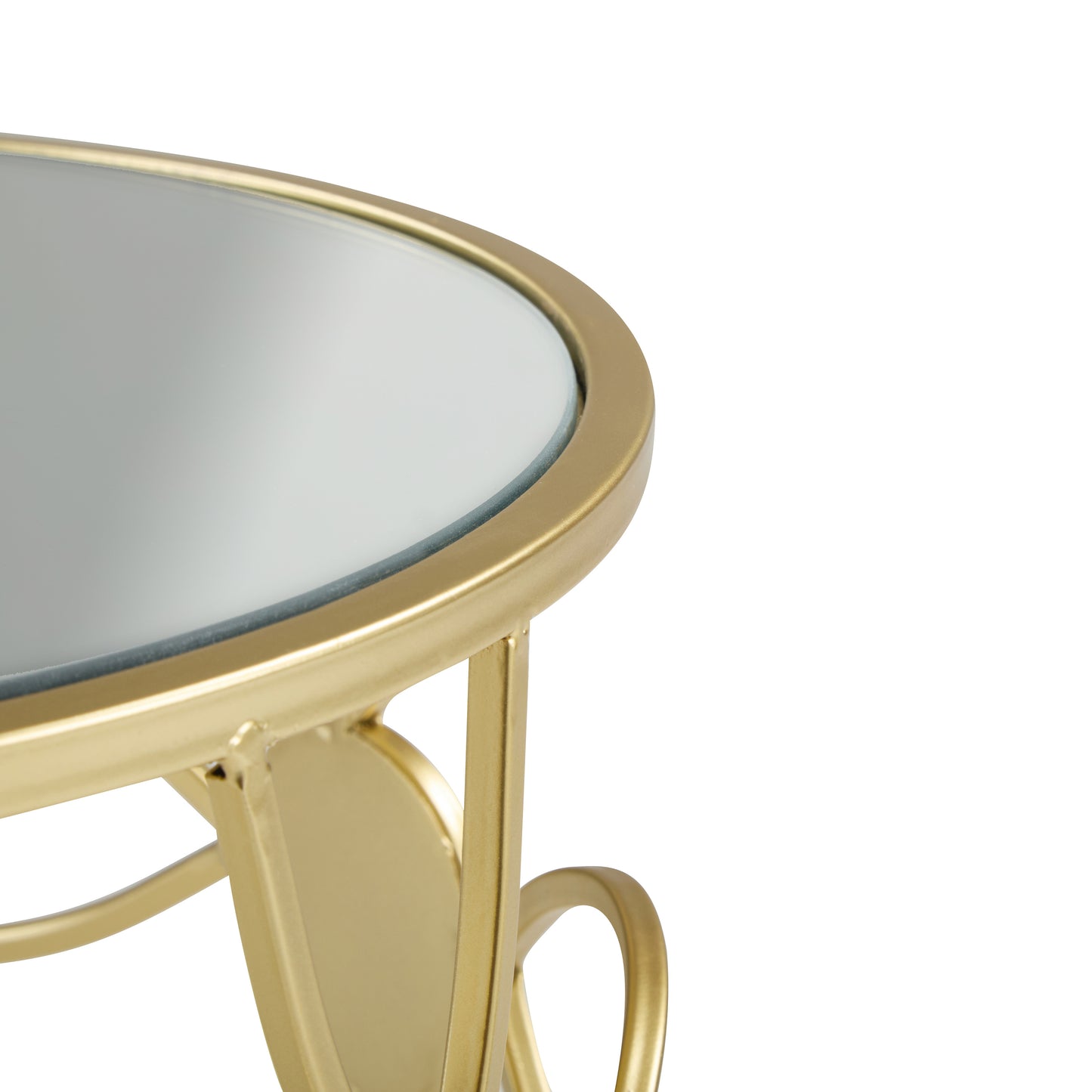 Loreler Modern Side Table Metal Frame +Mirror Top