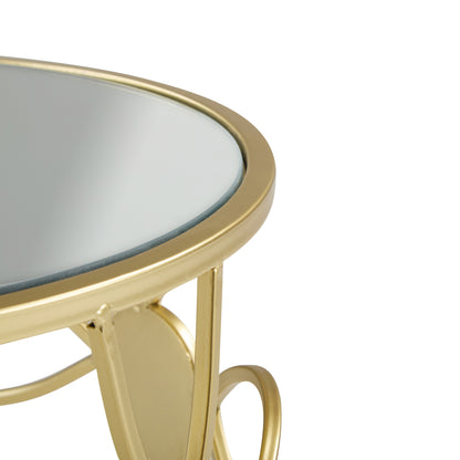 Loreler Modern Side Table Metal Frame +Mirror Top