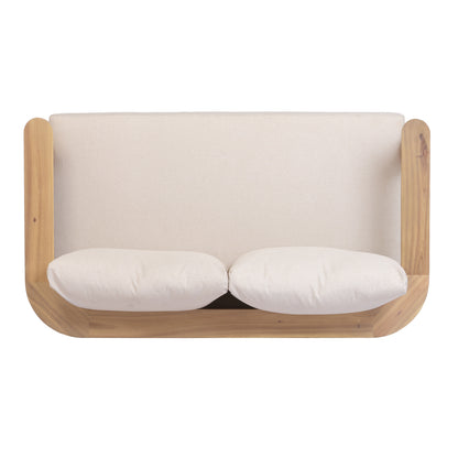Scintilla Acacia Wood Outdoor Loveseat with Coffee Table, 2 Pcs Patio Furniture Set with Water Repellent Beige Cushions, Brown Frame, Ideal for Backyard Porch Balcony Deck