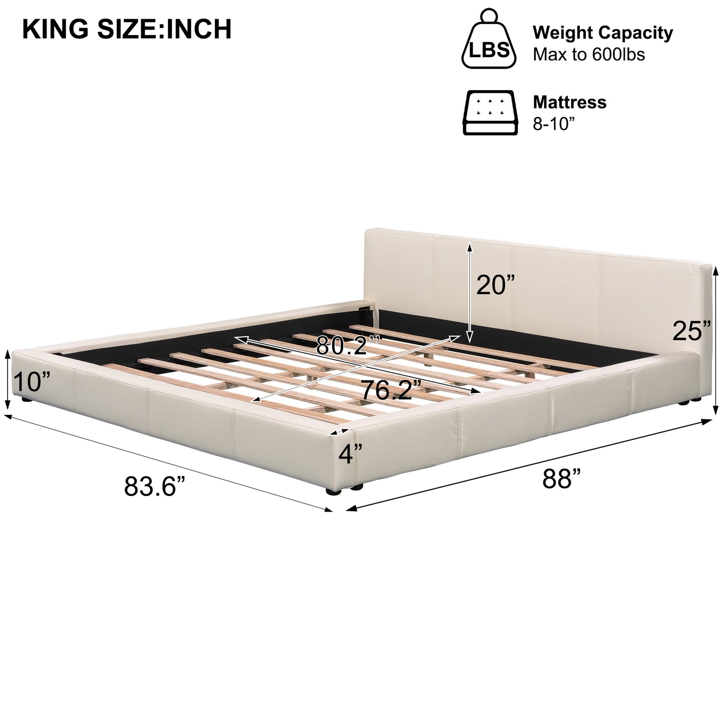 Liras Stylish Beige Upholstered Bed - The Ideal Choice for Your Bedroom