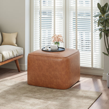 Cassian Upholstered Square PU Leather Ottoman