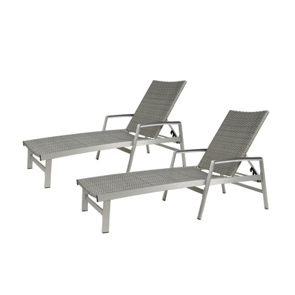 Joy Outdoor Wicker and Aluminum Chaise Lounge, Gray Finish