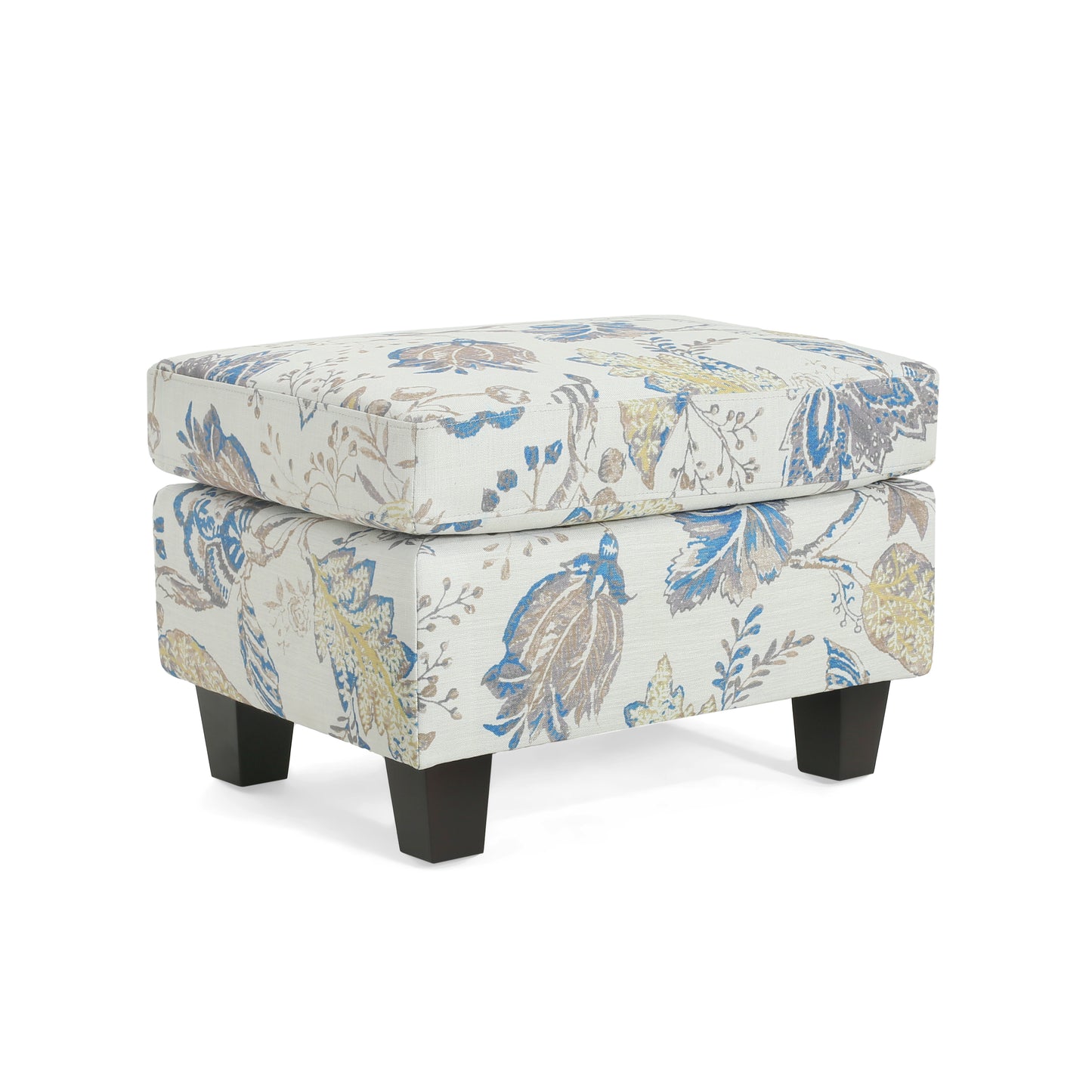 Aurelia Upholstered Ottoman, Beige&Blue