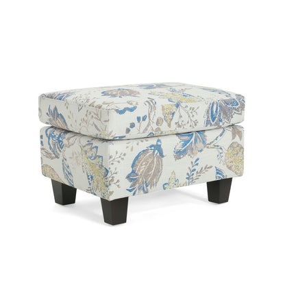 Aurelia Upholstered Ottoman, Beige&Blue