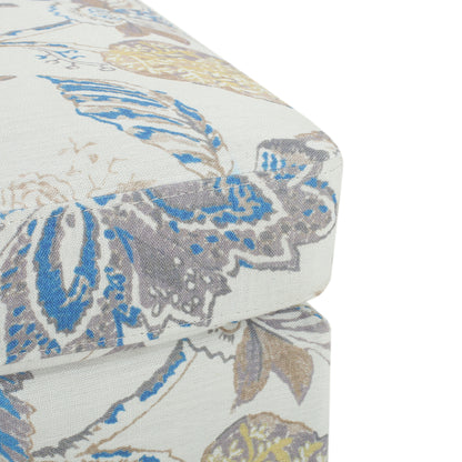 Aurelia Upholstered Ottoman, Beige&Blue