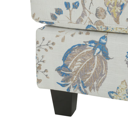 Aurelia Upholstered Ottoman, Beige&Blue