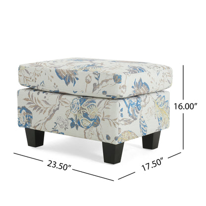 Aurelia Upholstered Ottoman, Beige&Blue