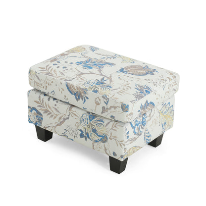 Aurelia Upholstered Ottoman, Beige&Blue