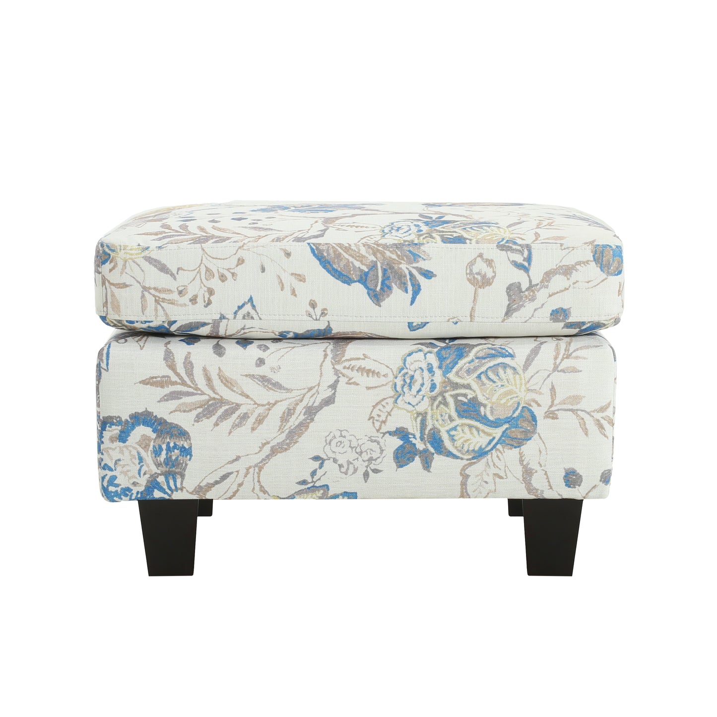 Aurelia Upholstered Ottoman, Beige&Blue
