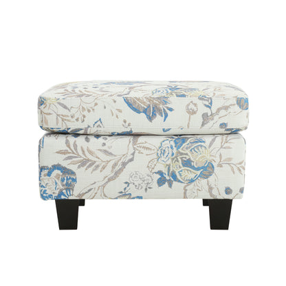Aurelia Upholstered Ottoman, Beige&Blue