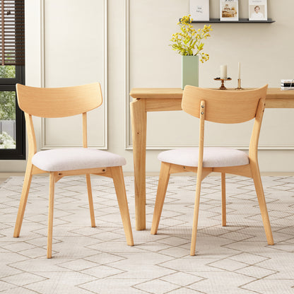 Leopold Mid-Century Walnut Finished Frame Upholstered Dining Chairs ,Set of 2