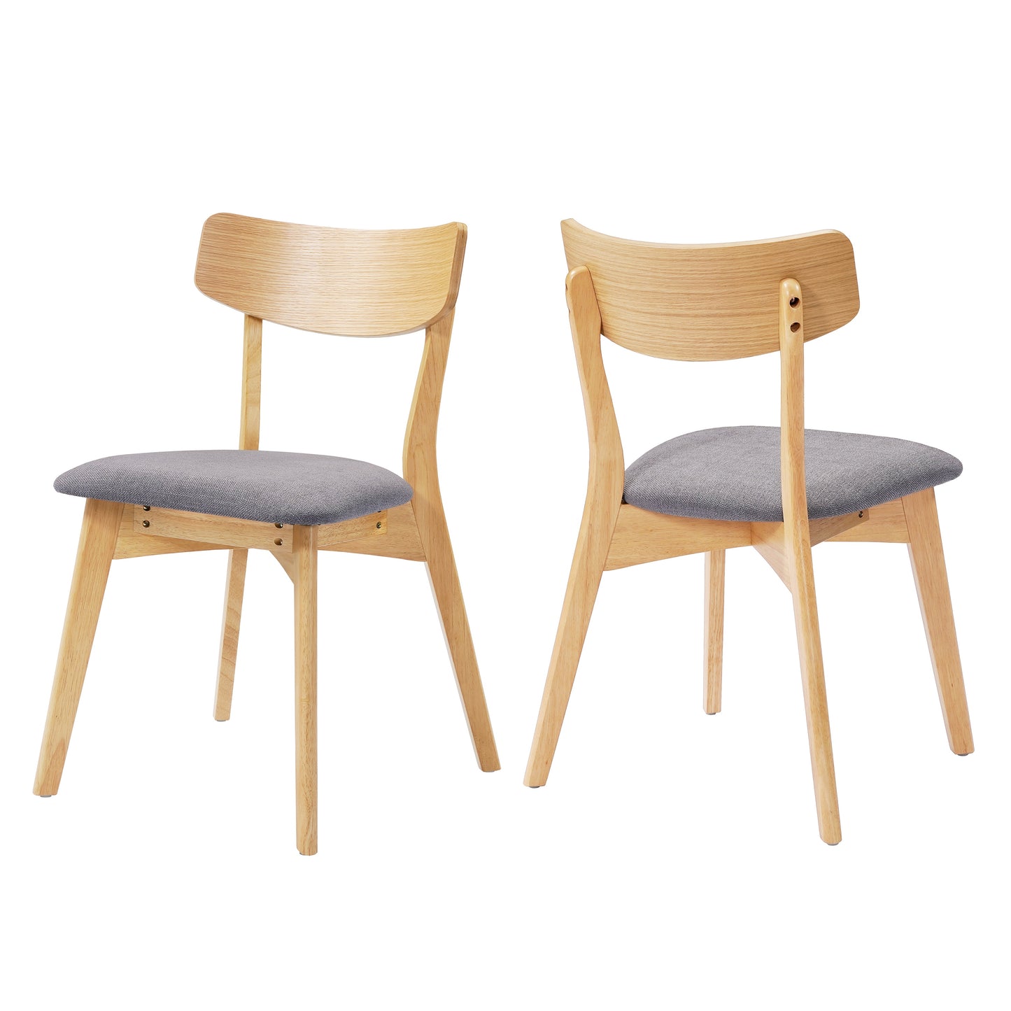 Leopold Mid-Century Walnut Finished Frame Upholstered Dining Chairs ,Set of 2