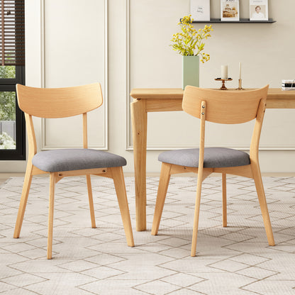 Leopold Mid-Century Walnut Finished Frame Upholstered Dining Chairs ,Set of 2