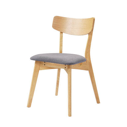 Leopold Mid-Century Walnut Finished Frame Upholstered Dining Chairs ,Set of 2