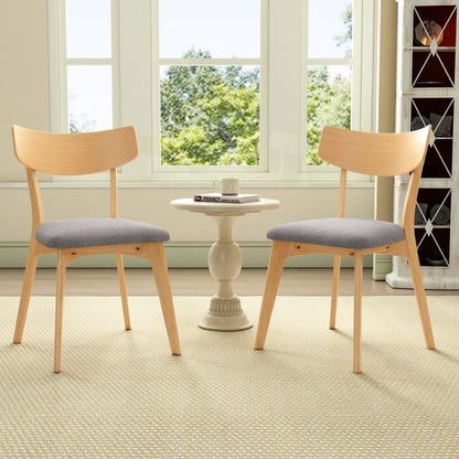 Leopold Mid-Century Walnut Finished Frame Upholstered Dining Chairs ,Set of 2